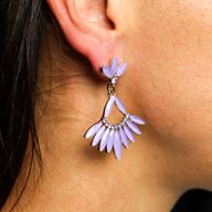 Boucles d’Oreilles Lavande - Verre Vintage - Longues Gouttes