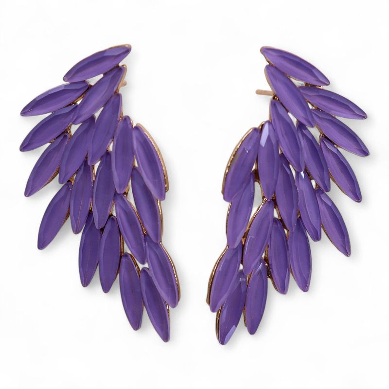 Boucles d’Oreilles Lavande - Verre Vintage - Ailes d’Ange