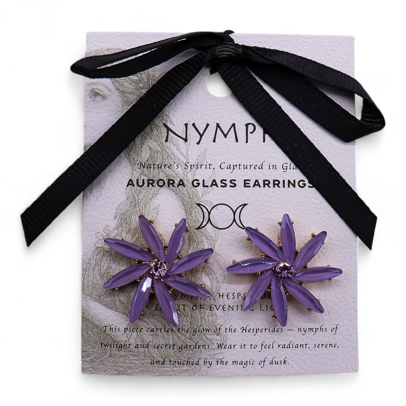 Boucles d’Oreilles Lavande - Verre Vintage - Fleurs