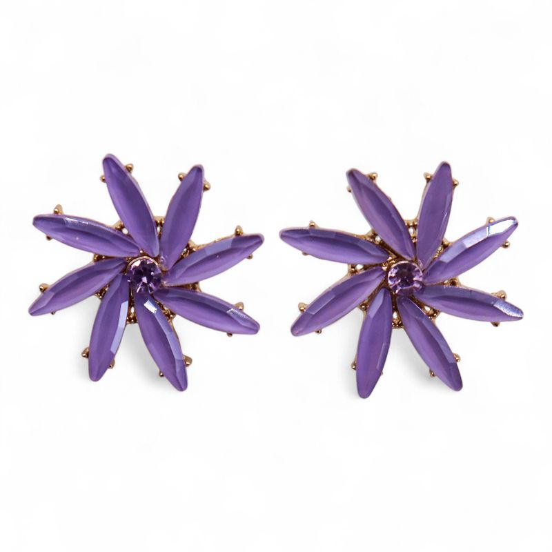 Boucles d’Oreilles Lavande - Verre Vintage - Fleurs