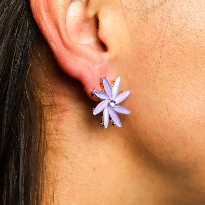Boucles d’Oreilles Lavande - Verre Vintage - Fleurs