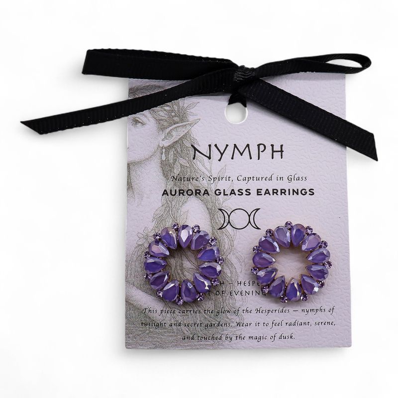 Boucles d’Oreilles Lavande - Verre Vintage - Anneaux