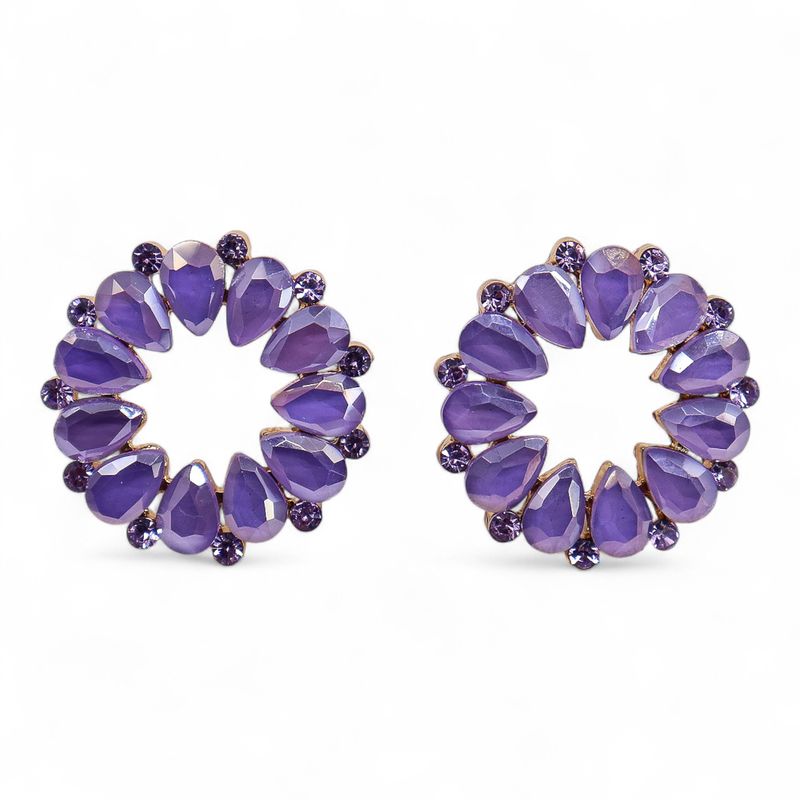 Boucles d’Oreilles Lavande - Verre Vintage - Anneaux