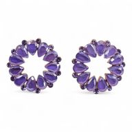 Boucles d’Oreilles Lavande - Verre Vintage - Anneaux