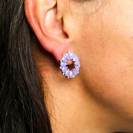 Boucles d’Oreilles Lavande - Verre Vintage - Anneaux