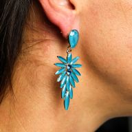 Boucles d’Oreilles Vert Sarcelle - Verre Vintage - Longues Gouttes