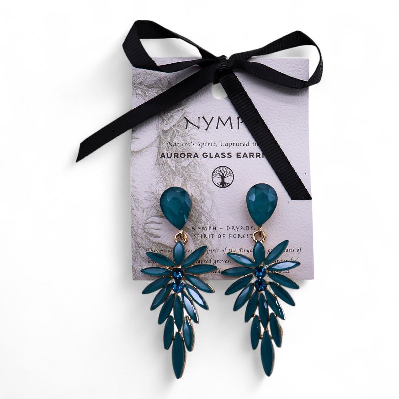 Boucles d’Oreilles Vert Sarcelle - Verre Vintage - Longues Gouttes