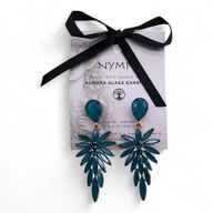 Boucles d’Oreilles Vert Sarcelle - Verre Vintage - Longues Gouttes