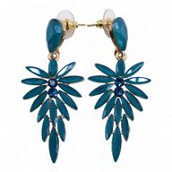 Boucles d’Oreilles Vert Sarcelle - Verre Vintage - Longues Gouttes