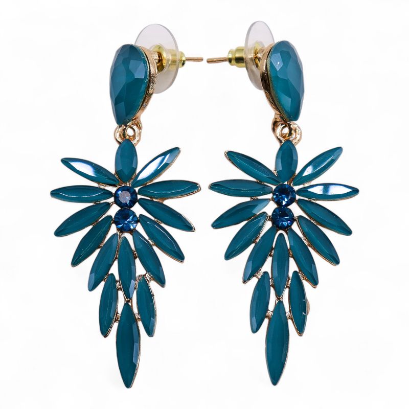 Boucles d’Oreilles Vert Sarcelle - Verre Vintage - Longues Gouttes
