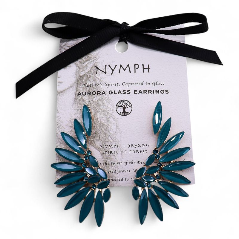 Boucles d’Oreilles Vert Sarcelle - Verre Vintage - Ailes d’Ange