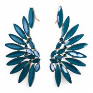 Boucles d’Oreilles Vert Sarcelle - Verre Vintage - Ailes d’Ange