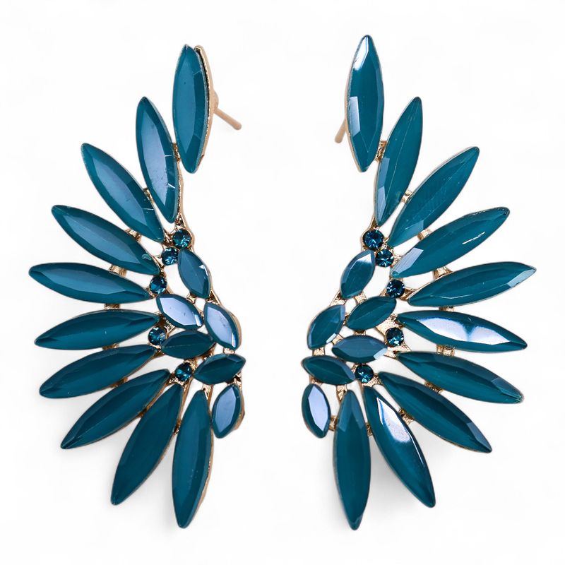Boucles d’Oreilles Vert Sarcelle - Verre Vintage - Ailes d’Ange