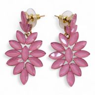 Boucles d’Oreilles Quartz Rose - Verre Vintage - Longues Gouttes