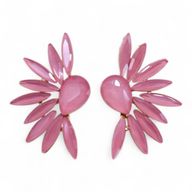 Boucles d’Oreilles Quartz Rose - Verre Vintage - Ailes d’Ange