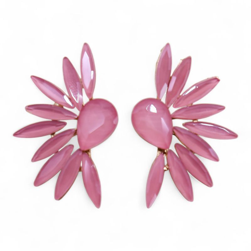Boucles d’Oreilles Quartz Rose - Verre Vintage - Ailes d’Ange