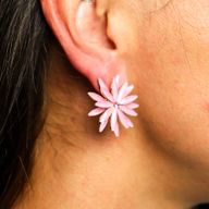 Boucles d’Oreilles Quartz Rose - Verre Vintage - Fleurs