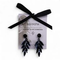 Boucles d’Oreilles Noir Jais - Verre Vintage - Longues Gouttes
