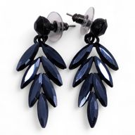 Boucles d’Oreilles Noir Jais - Verre Vintage - Longues Gouttes