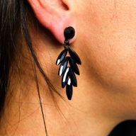 Boucles d’Oreilles Noir Jais - Verre Vintage - Longues Gouttes
