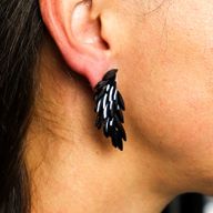 Boucles d’Oreilles Noir Jais - Verre Vintage - Ailes d’Ange