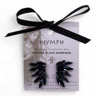 Boucles d’Oreilles Noir Jais - Verre Vintage - Fées