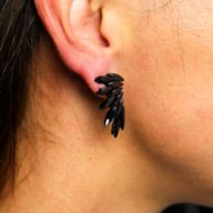 Boucles d’Oreilles Noir Jais - Verre Vintage - Fées