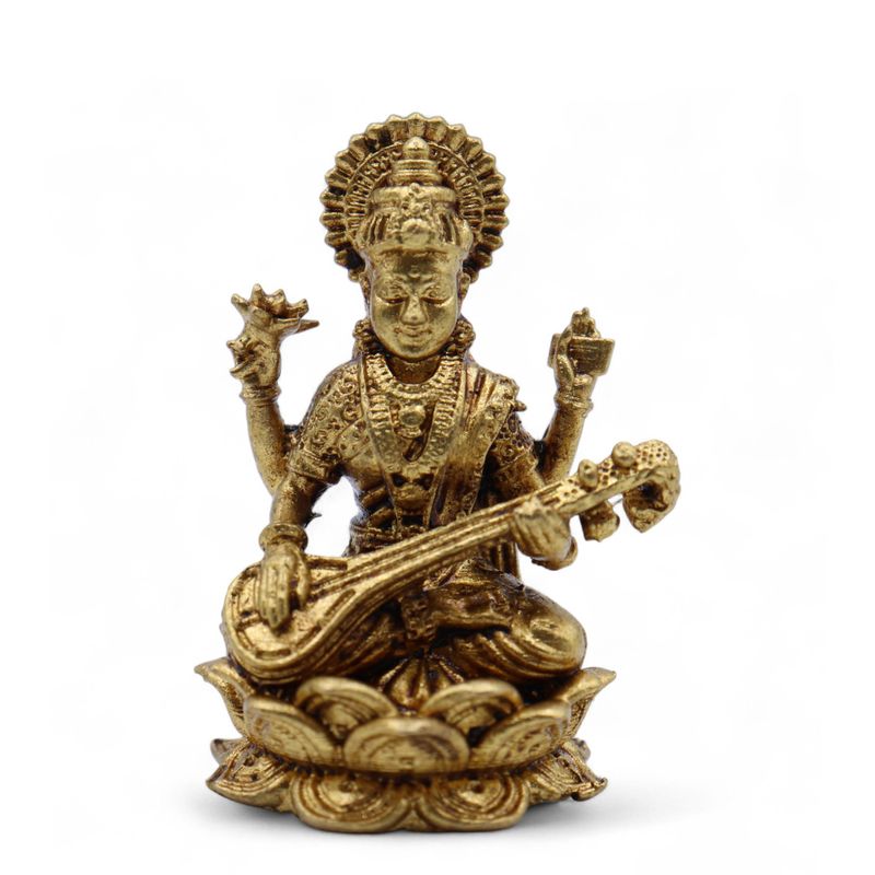 Dieux Miniatures En Laiton – Saraswati (22 G) – 34 Mm