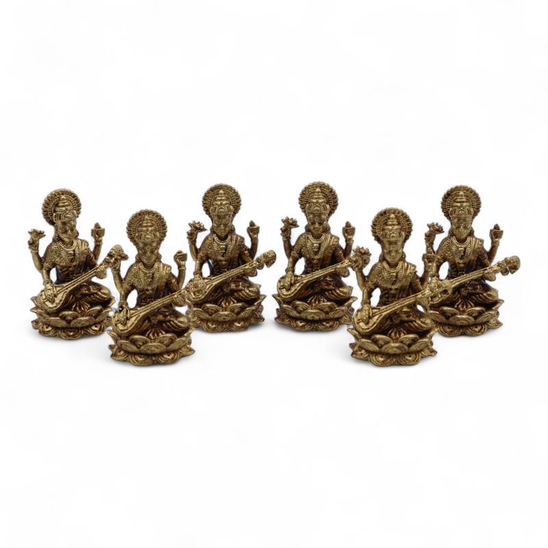 Dieux Miniatures En Laiton – Saraswati (22 G) – 34 Mm