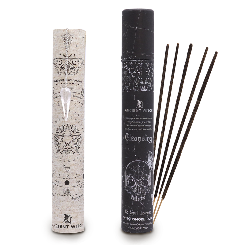 Encens de Sort de Sorcière Ancien - Purification - Pendule en Cristal de Roche