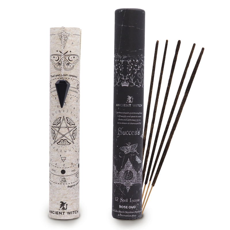Encens de Sort de Sorcière Ancien - Succès - Pendule en Obsidienne Noire
