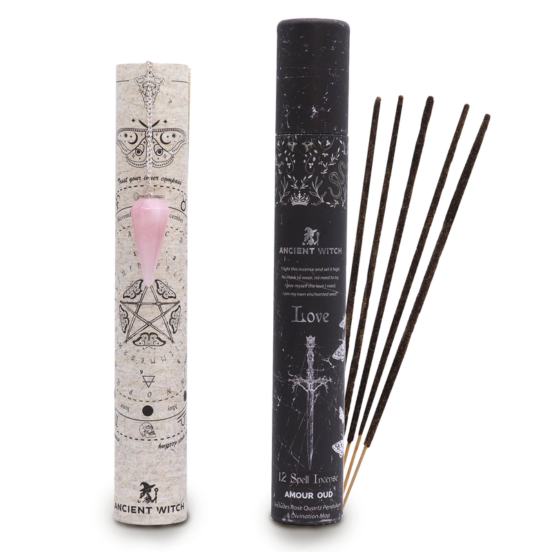 Encens de Sort de Sorcière Ancien - Amour - Pendule en Quartz Rose