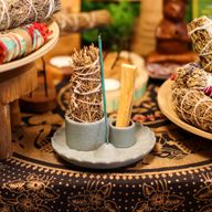 Porte-Encens et Supports en Céramique pour Palo Santo - Fleur de Lotus - Bleu Mat