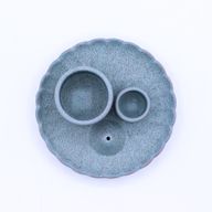 Porte-Encens et Supports en Céramique pour Palo Santo - Fleur de Lotus - Bleu Mat