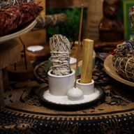 Porte-Encens et Supports en Céramique pour Palo Santo - Mandala - Blanc et Gris