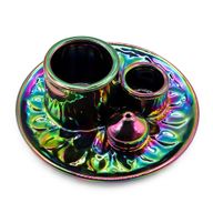 Porte-Encens et Supports en Céramique pour Palo Santo - Mandala - Arc-en-ciel Métallique