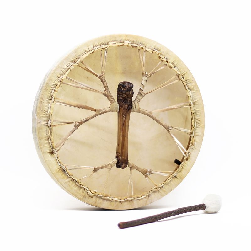 Esprit De L’Aigle – Tambour Chamanique Avec Baguette – Accordable – 40 Cm