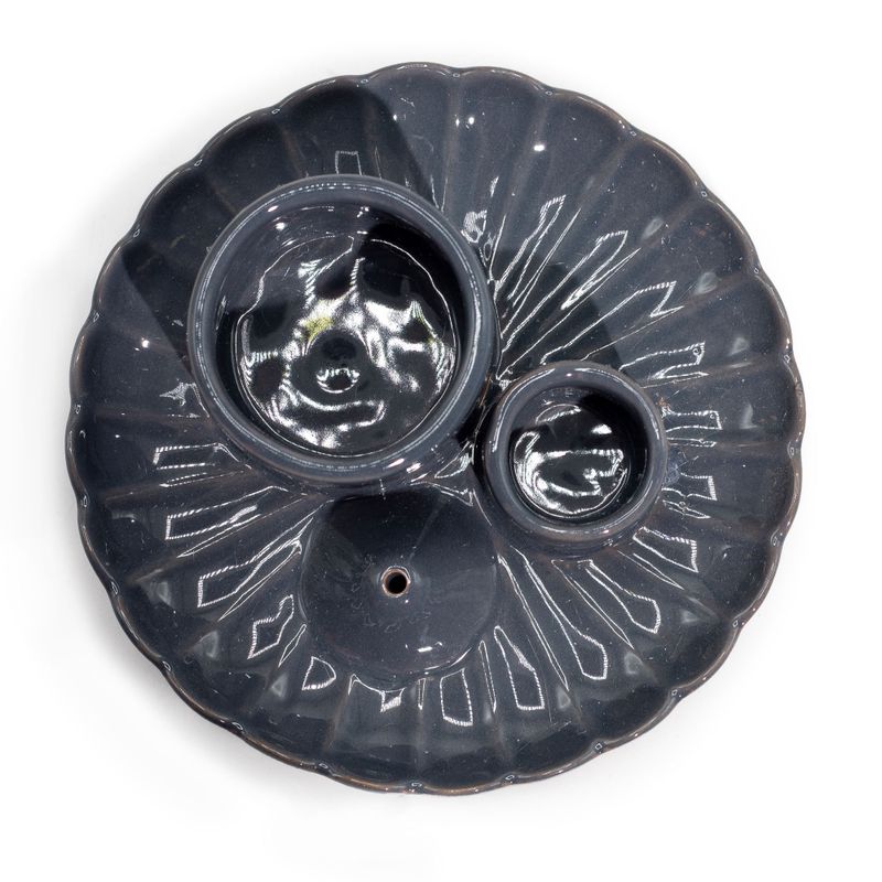 Porte-Encens et Supports en Céramique pour Palo Santo - Fleur de Lotus - Gris Brillant