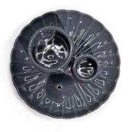 Porte-Encens et Supports en Céramique pour Palo Santo - Fleur de Lotus - Gris Brillant