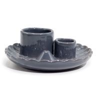 Porte-Encens et Supports en Céramique pour Palo Santo - Fleur de Lotus - Gris Brillant