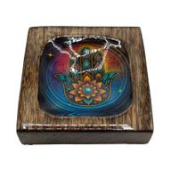 Set de Plateaux Moyens Émaillés En Bois de Manguier- Hamsa