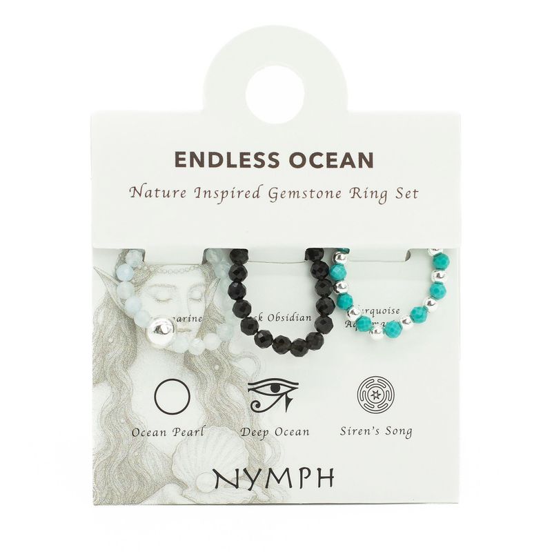 Coffret de Bagues Nymph en Pierre Précieuse – Océan Infini