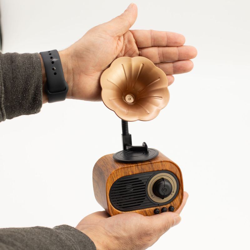 Haut-parleur rétro mini gramophone - Bluetooth et radio FM
