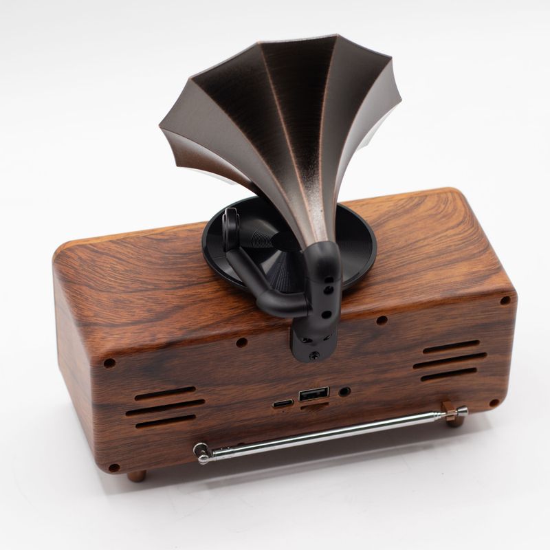 Enceinte Gramophone Mini Double Rétro – Bluetooth – 5,4 W x 2