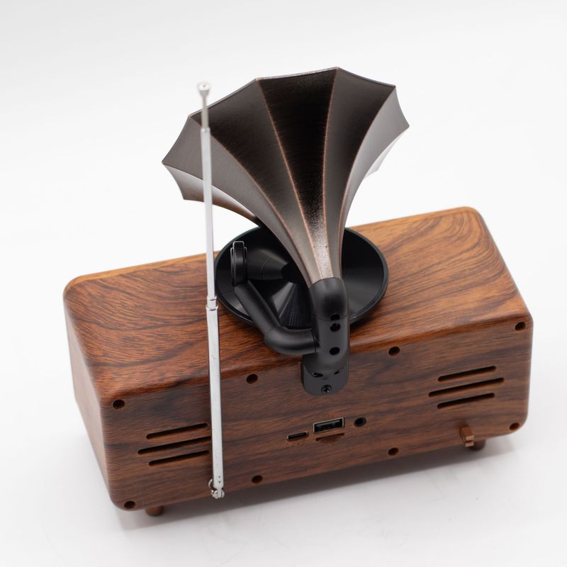 Enceinte Gramophone Mini Double Rétro – Bluetooth – 5,4 W x 2