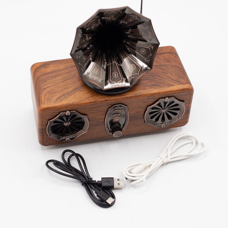 Enceinte Gramophone Mini Double Rétro – Bluetooth – 5,4 W x 2