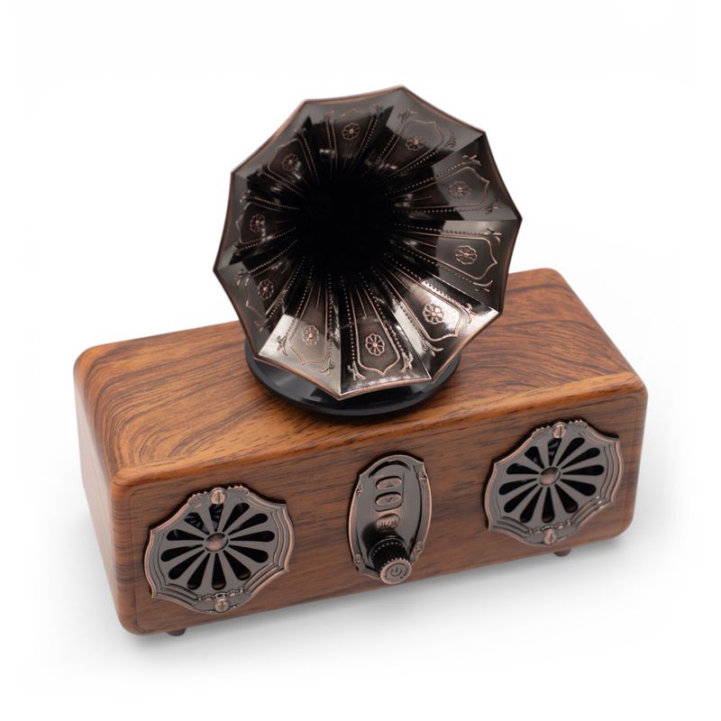 Enceinte Gramophone Mini Double Rétro – Bluetooth – 5,4 W x 2