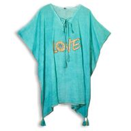 Sari Nomade Collection On the Med - Kaftan - Turquoise & Or - Motif Love