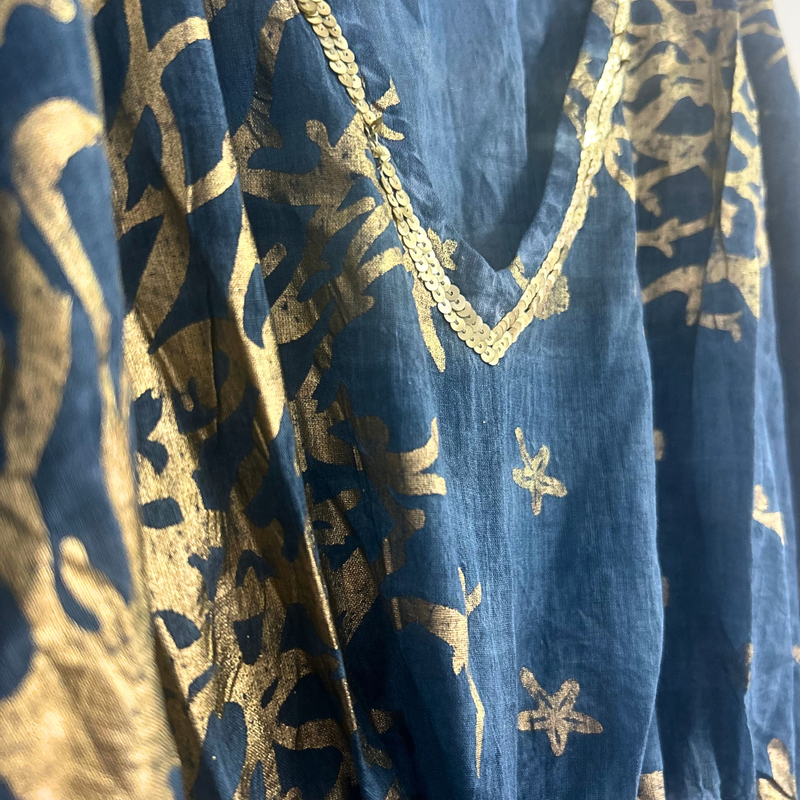 Nomad Sari On the Med Collection - Kaftan - Bleu Mer & Corail Doré