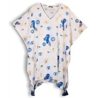 Kaftan Collection Nomad Sari - Blanc, Bleu & Or - Motif Œil Protecteur